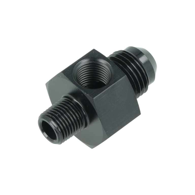 BOOST Products Adapter -06 AN male to 1/8" NPT male with Port 1/8" NPT, black