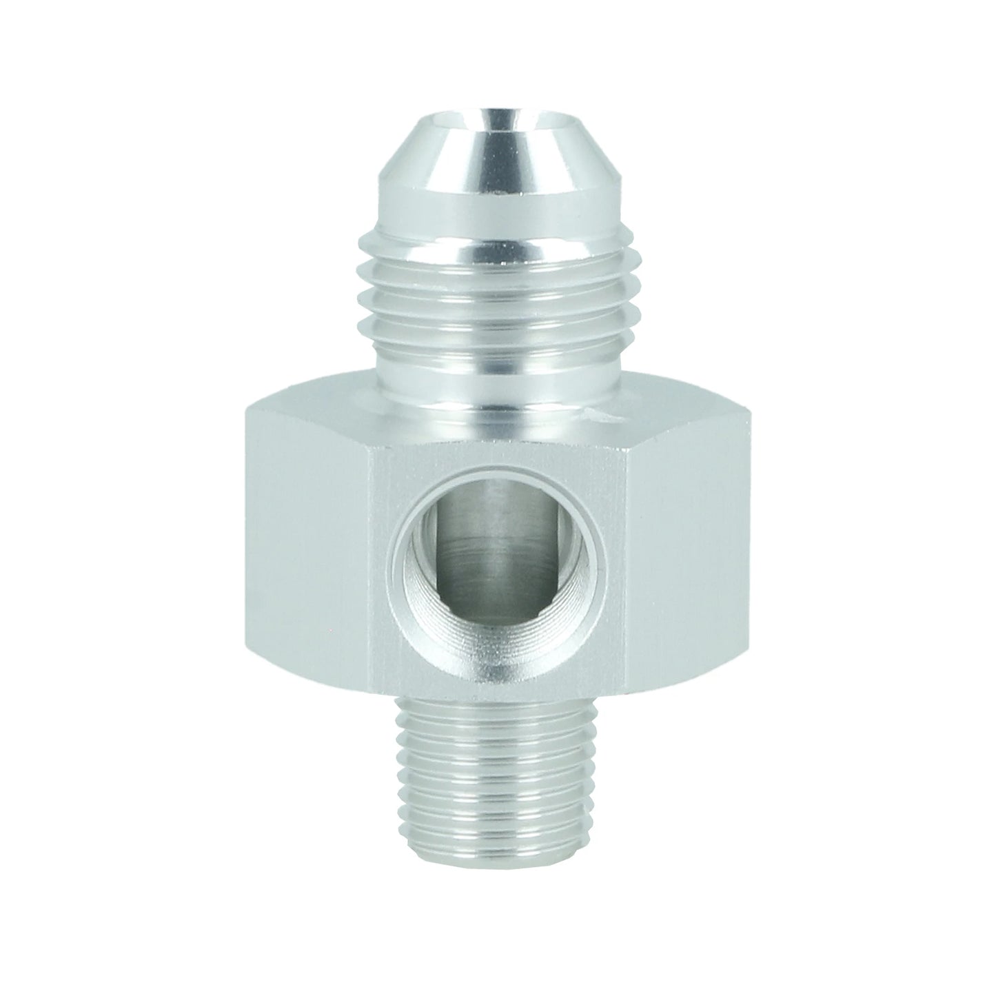 BOOST Products Adapter -06 AN male to 1/8" NPT male with Port 1/8" NPT, silver