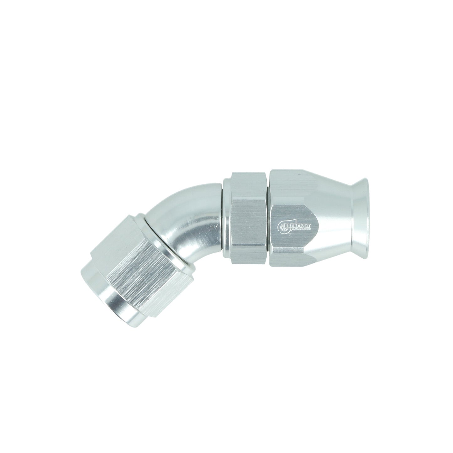 BOOST Products High Flow PTFE Swivel Hose End -06 AN - 45 degree, silver