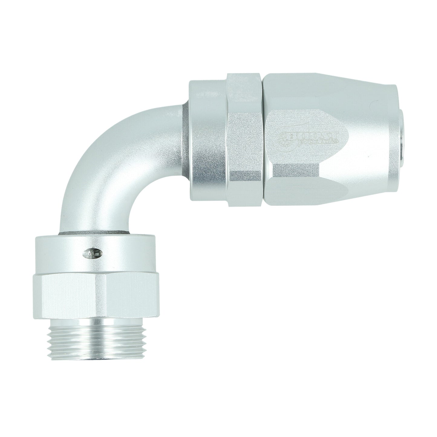 BOOST Products Swivel Hose End -10 AN to M22x1.5mm male with O-Ring - 90 degree, silver