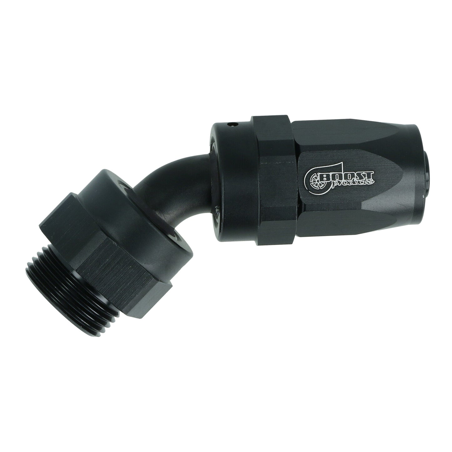 BOOST Products Swivel Hose End -08 AN to M22x1.5mm male with O-Ring - 45 degree, black