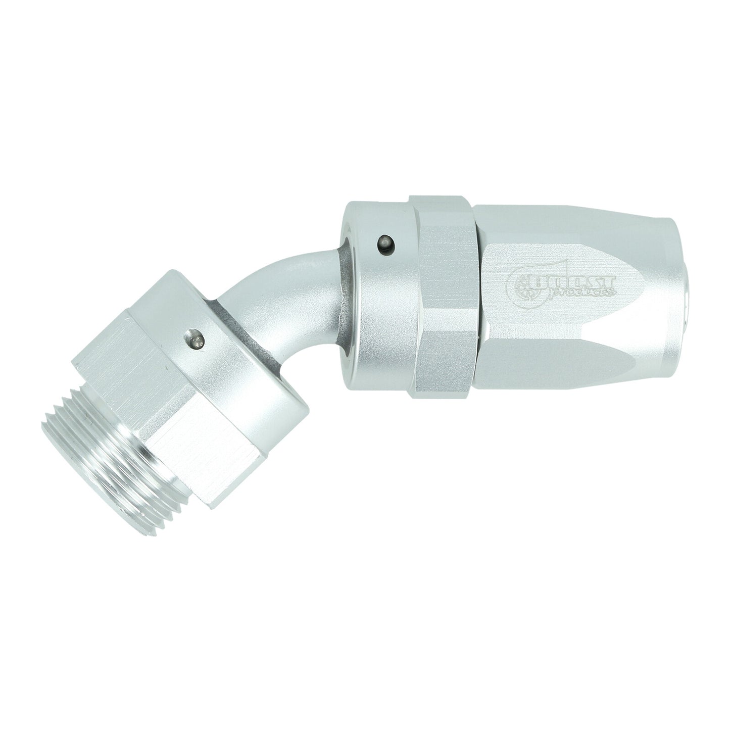 BOOST Products Swivel Hose End -08 AN to M22x1.5mm male with O-Ring - 45 degree, silver