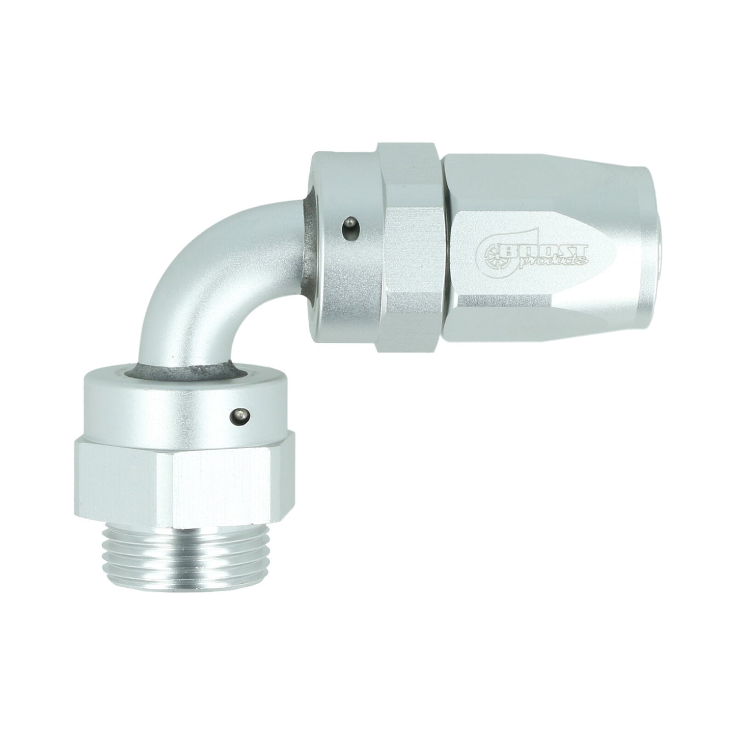 BOOST Products Swivel Hose End -08 AN to M22x1.5mm male with O-Ring - 90 degree, silver
