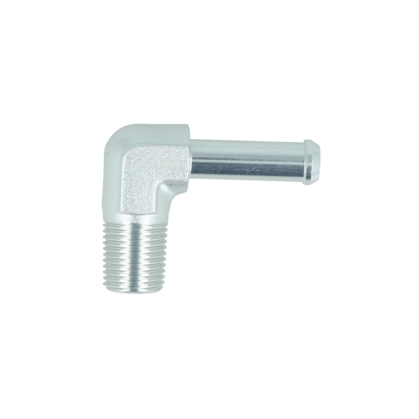 BOOST Products Screw-in Adapter 90 degree 1/8" NPT male to Hose Fitting 6mm (0.225"), silver