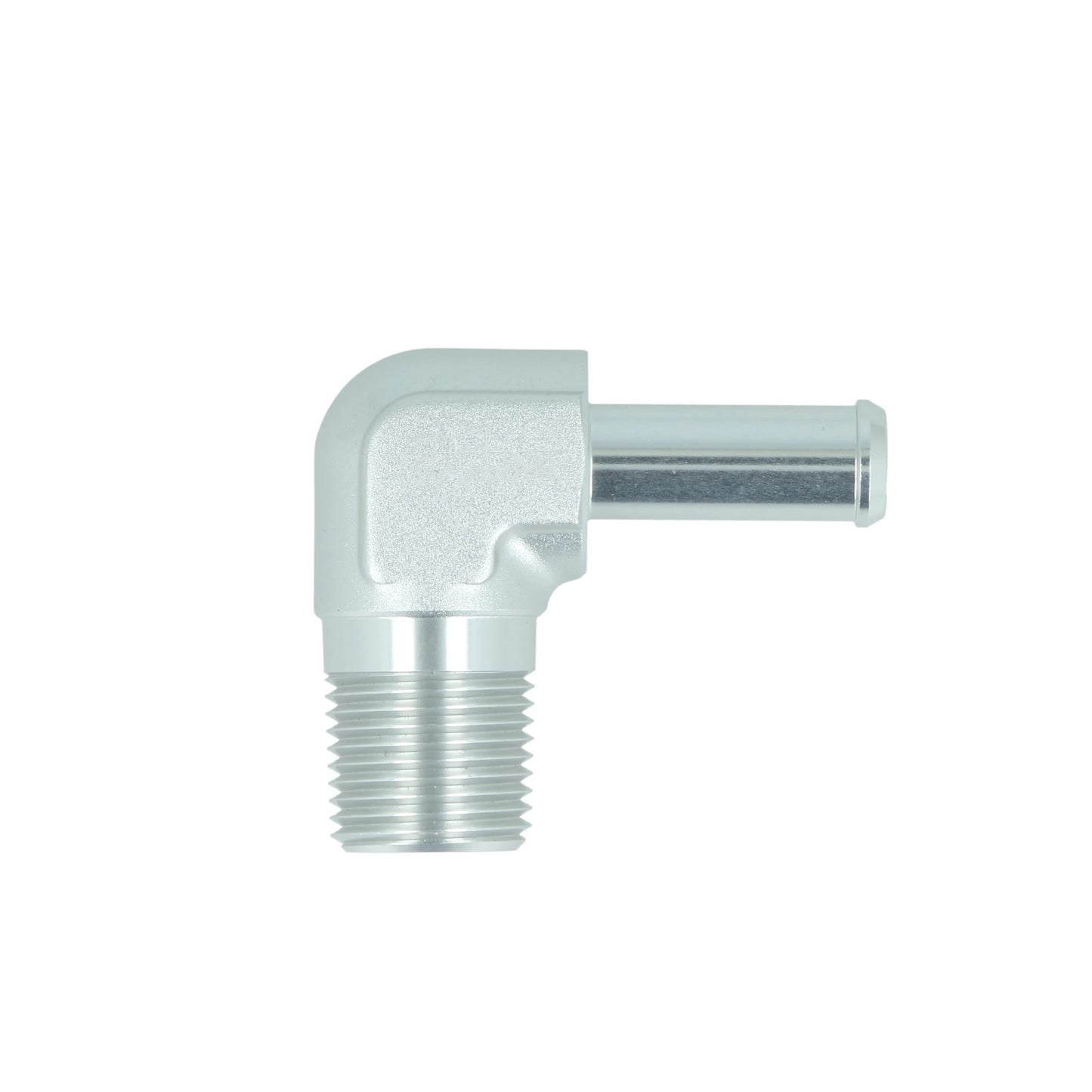 BOOST Products Screw-in Adapter 90 degree 3/8" NPT male to Hose Fitting 10mm (0.4"), silver