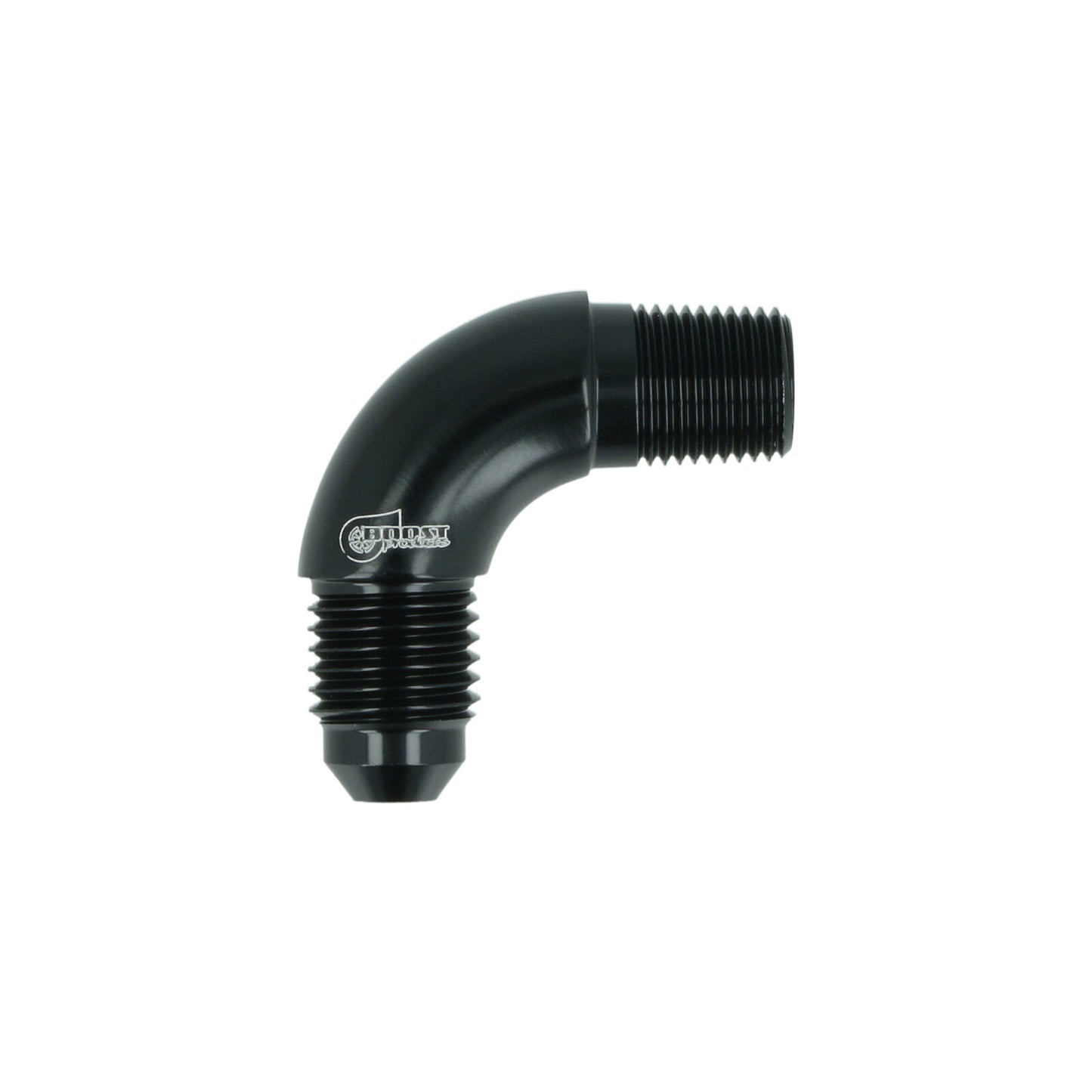 BOOST Products Adapter -04 AN male to 1/8" NPT male - 90 degree, black
