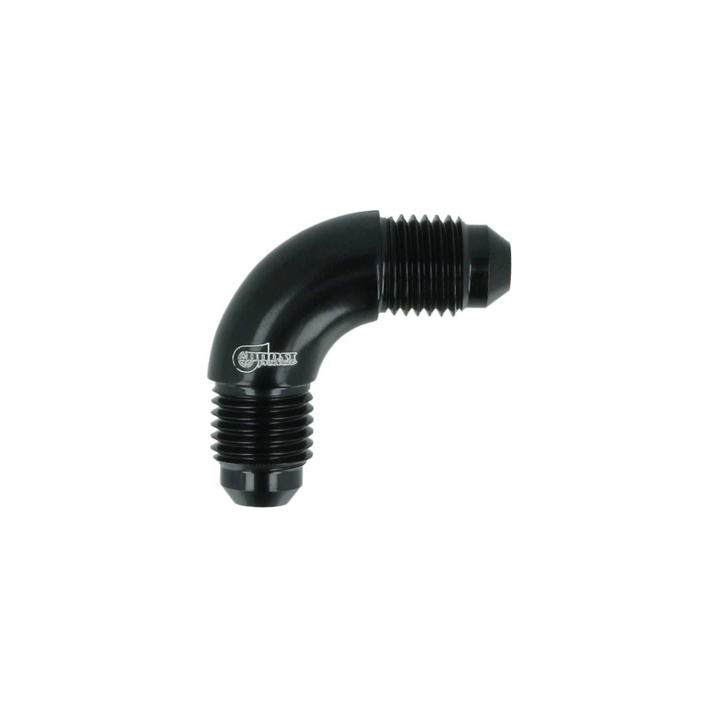 BOOST Products High Flow Adapter Union -04 AN male to -04 AN male - 90 degree, black