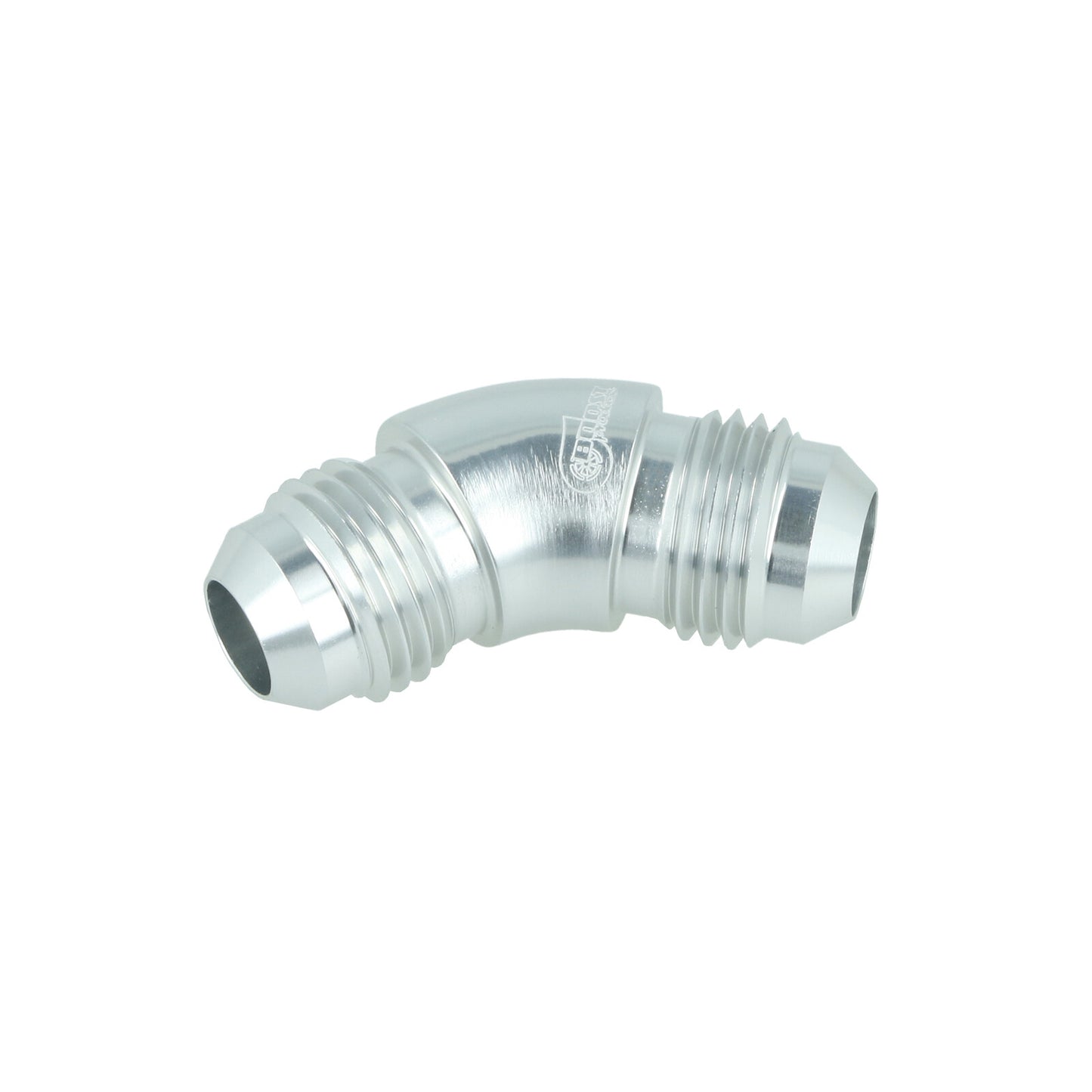 BOOST Products High Flow Adapter Union -06 AN male to -06 AN male - 45 degree, silver