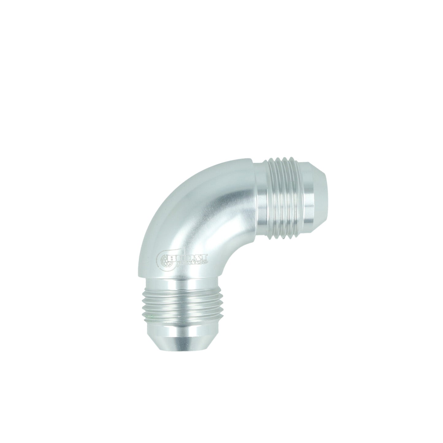 BOOST Products High Flow Adapter Union -08 AN male to -08 AN male - 90 degree, silver