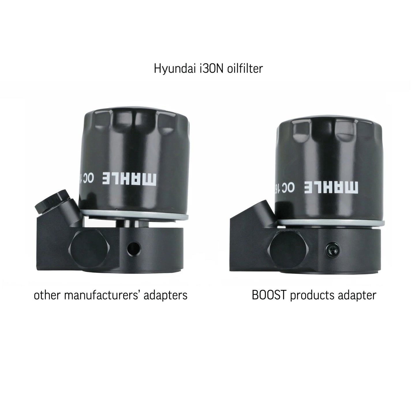 BOOST Products Billet Oil Filter Sandwich Plate Adapter w/ Thermostat, black anodized