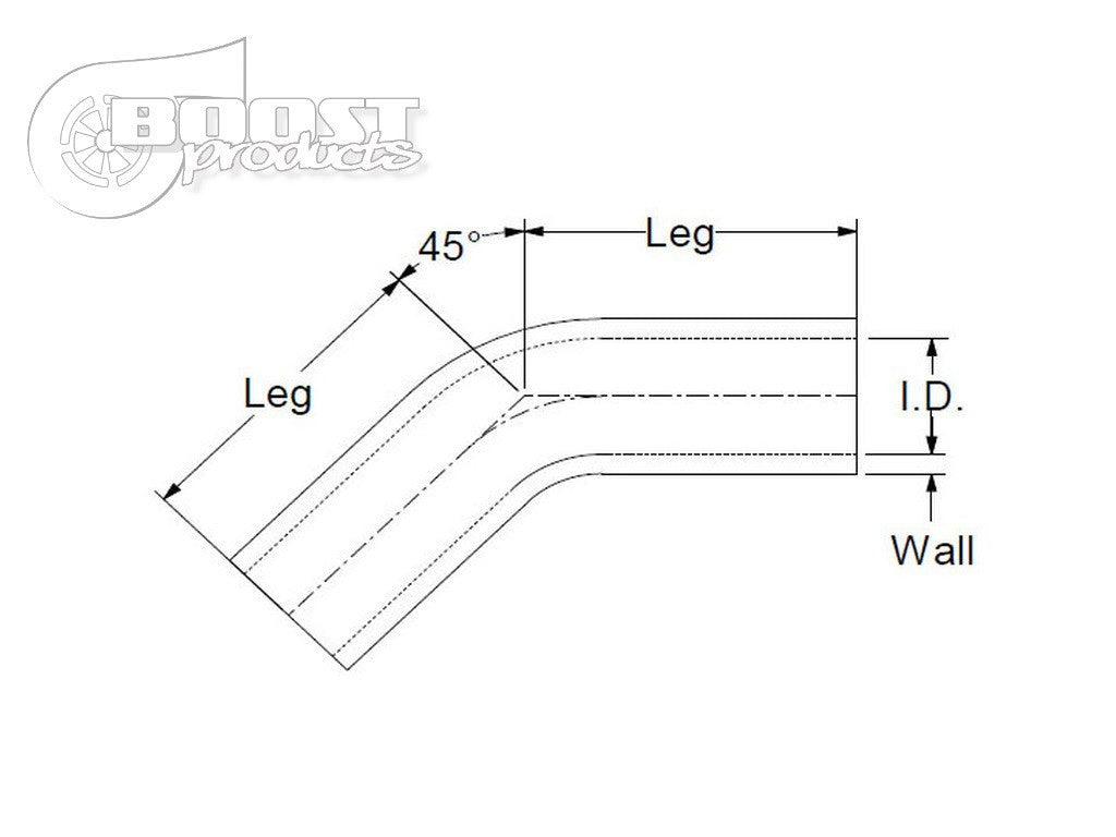 BOOST Products Silicone Elbow 45 Degrees, 3-1/8" ID, Black