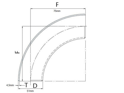 90° cast aluminum elbow 51mm (2") - small radius