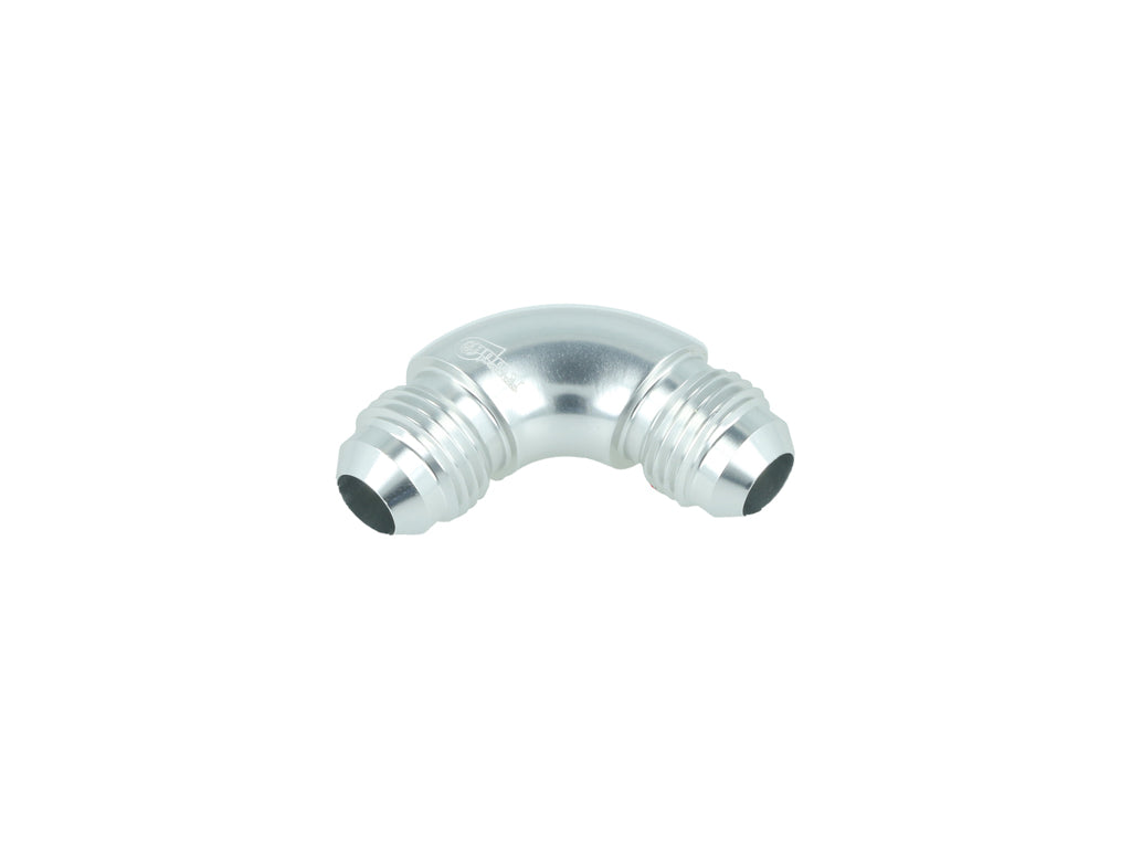 BOOST Products High Flow Adapter Union -06 AN male to -06 AN male - 90 degree, silver