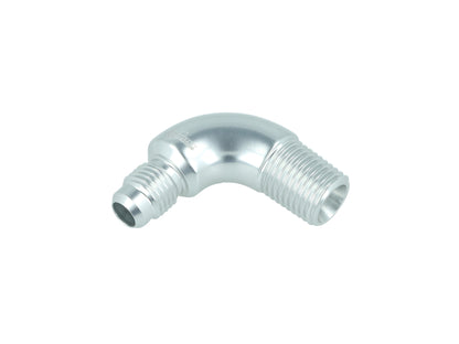 BOOST Products Adapter -04 AN male to 1/4" NPT male - 90 degree, silver