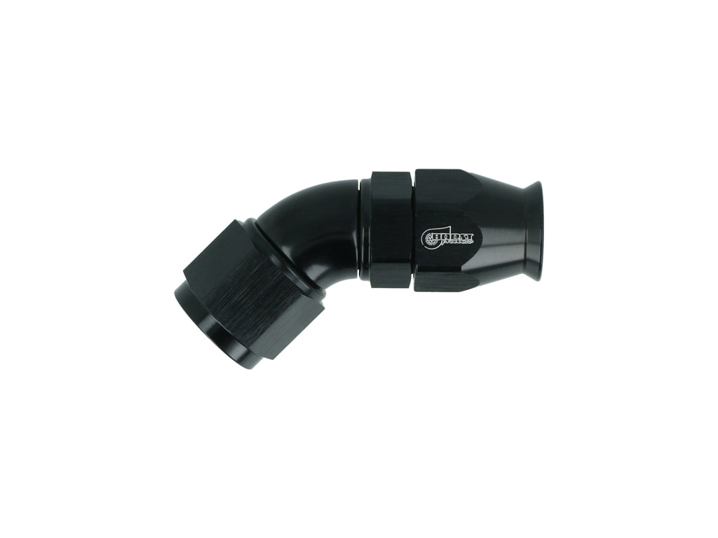 BOOST Products High Flow PTFE Swivel Hose End -08 AN - 45 degree, black