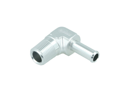 BOOST Products Screw-in Adapter 90 degree 3/8" NPT male to Hose Fitting 10mm (0.4"), silver