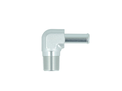 BOOST Products Screw-in Adapter 90 degree 3/8" NPT male to Hose Fitting 10mm (0.4"), silver