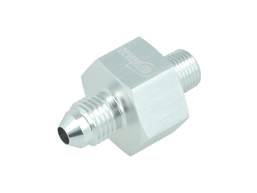 BOOST Products Adapter -04 AN male to 1/8" NPT male with Port 1/8" NPT, silver