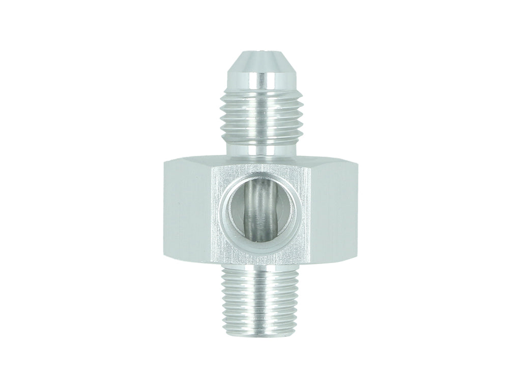 BOOST Products Adapter -04 AN male to 1/8" NPT male with Port 1/8" NPT, silver