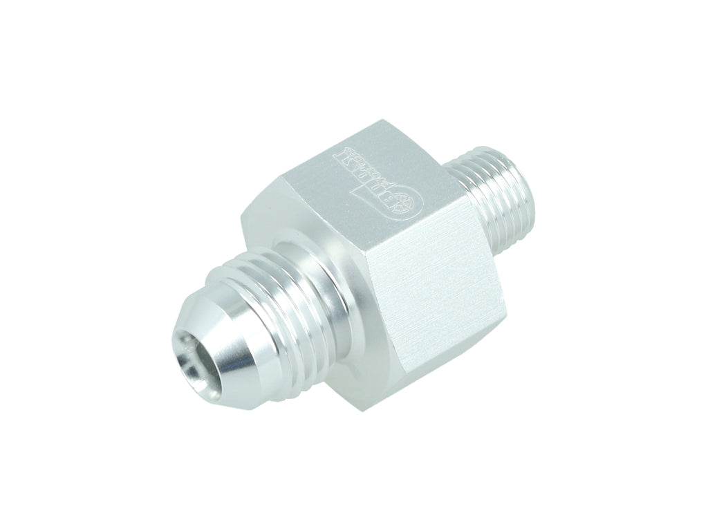 BOOST Products Adapter -06 AN male to 1/8" NPT male with Port 1/8" NPT, silver
