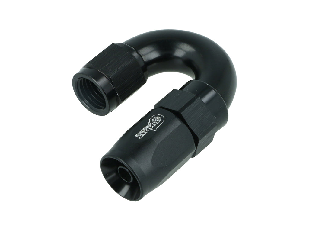 BOOST Products High Flow Swivel Hose End -04 AN - 180 degree, black