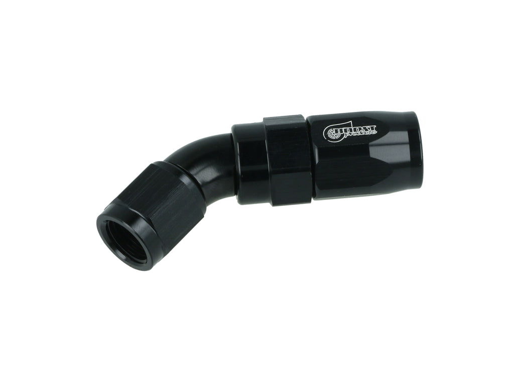 BOOST Products High Flow Swivel Hose End -04 AN - 45 degree, black