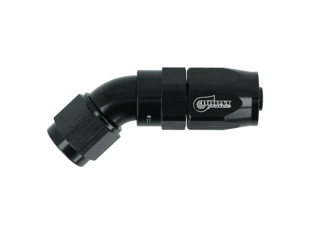 BOOST Products High Flow Swivel Hose End -06 AN - 45 degree, black