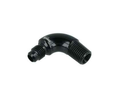 BOOST Products Adapter -04 AN male to 1/4" NPT male - 90 degree, black