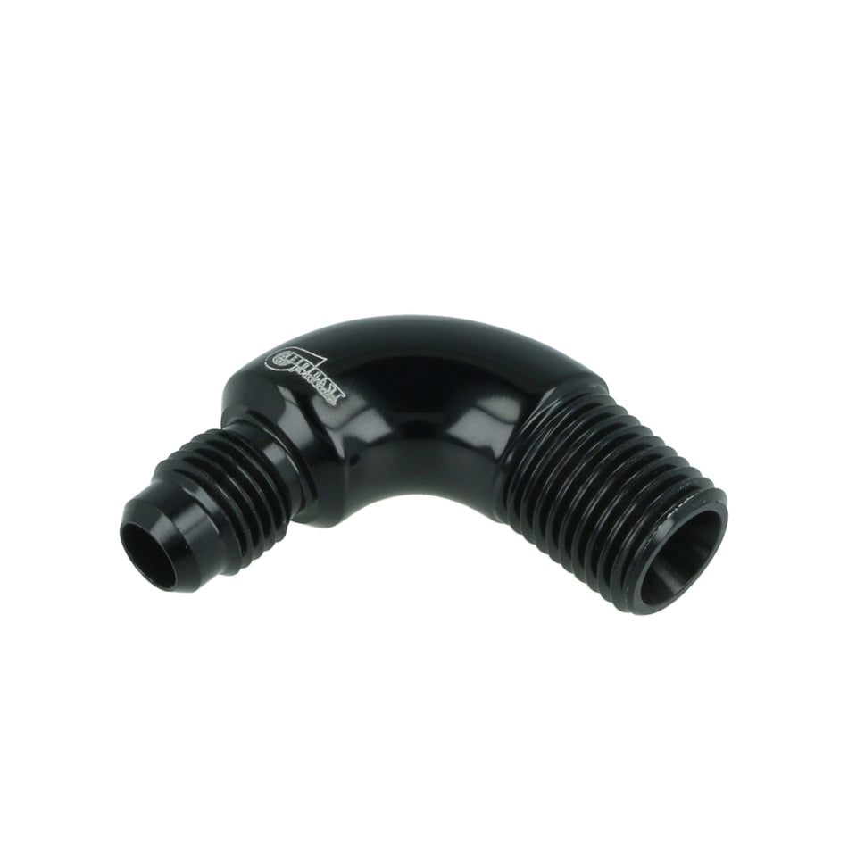 BOOST Products Adapter -04 AN male to 1/4" NPT male - 90 degree, black
