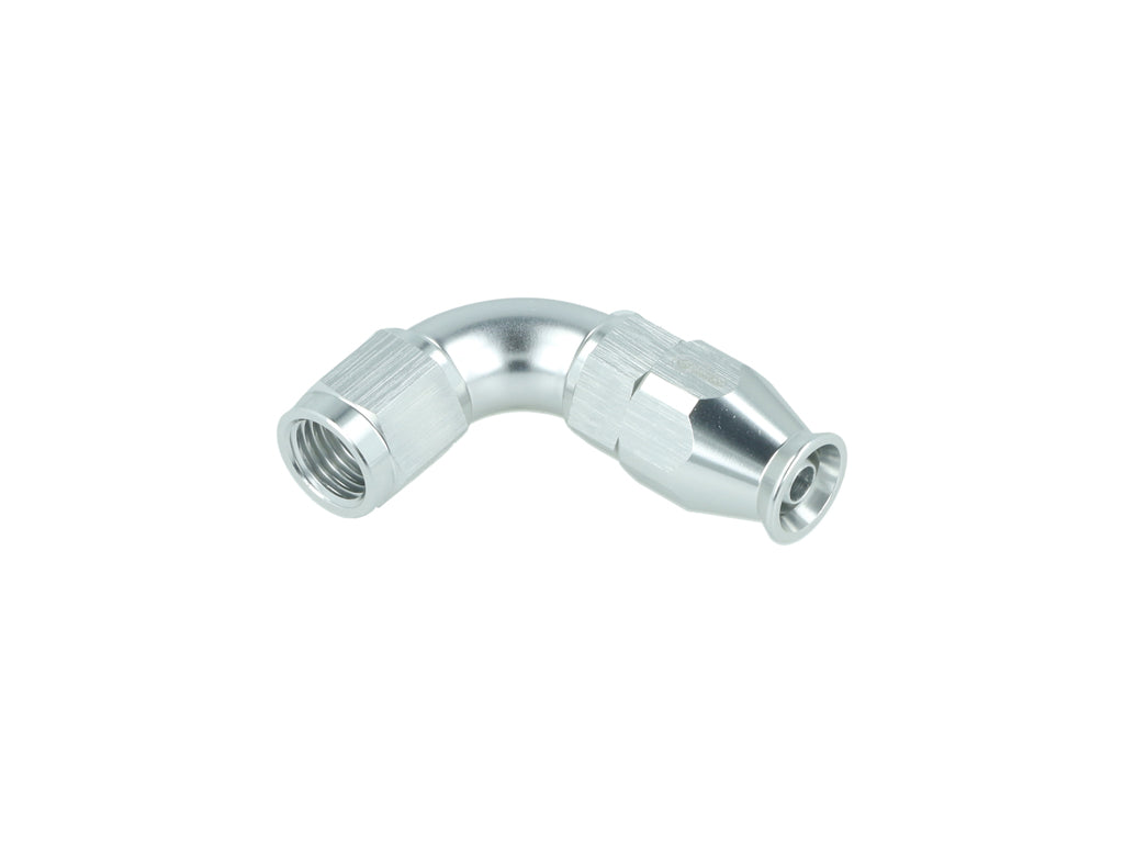 BOOST Products High Flow PTFE Swivel Hose End -04 AN - 90 degree, silver