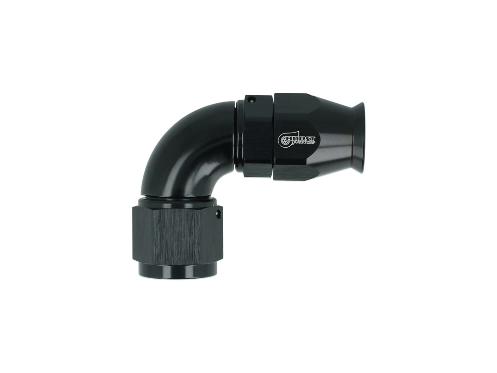 BOOST Products High Flow PTFE Swivel Hose End -08 AN - 90 degree, black