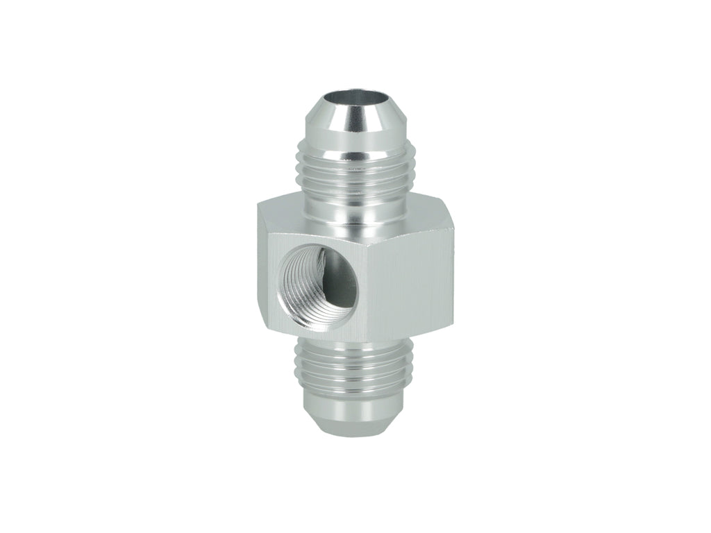 BOOST Products Adapter -06 AN male to -06 AN male with Port 1/8" NPT, silver