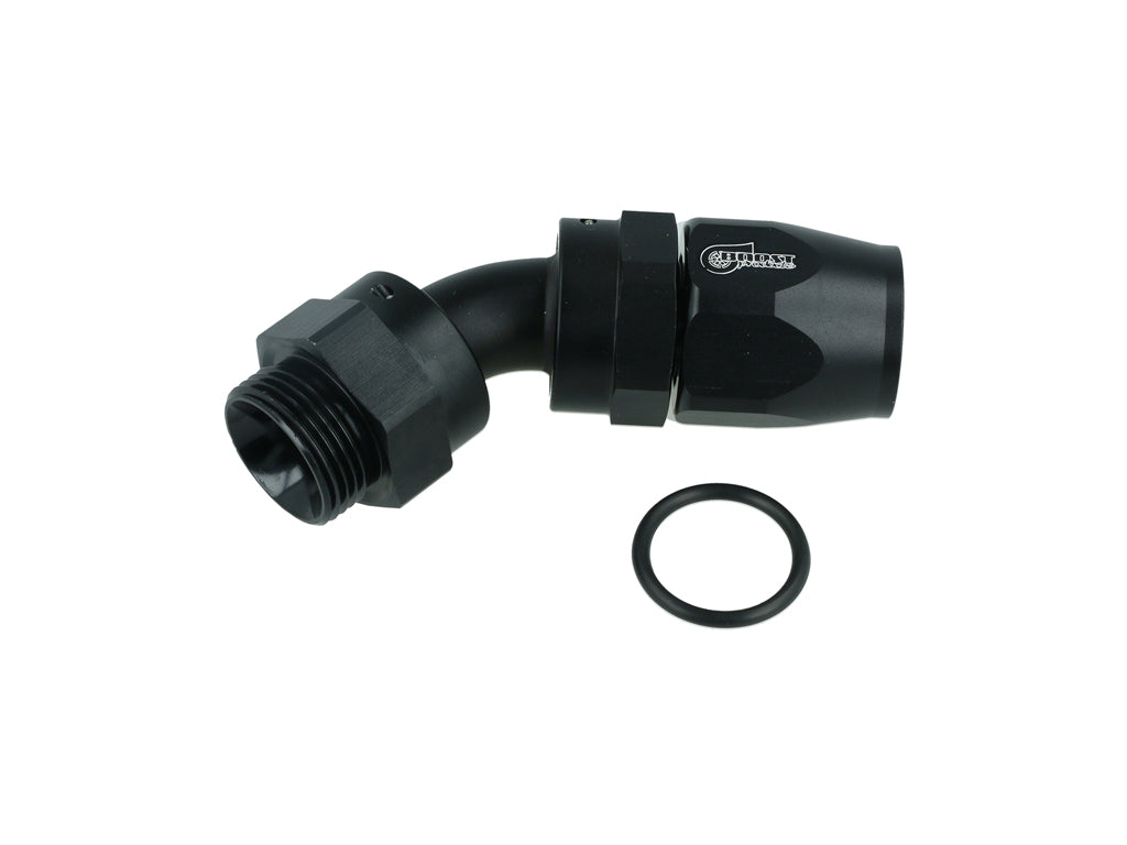 BOOST Products Swivel Hose End -10 AN to M22x1.5mm male with O-Ring - 45 degree, black