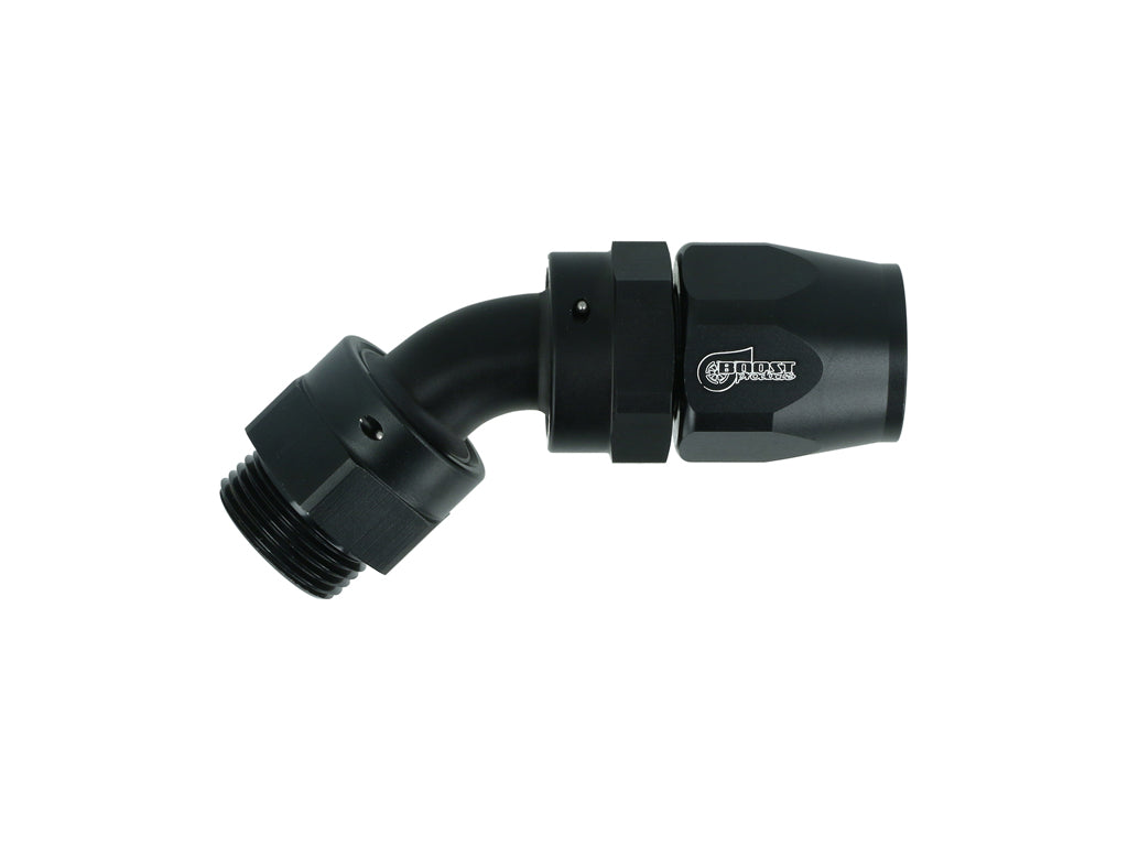 BOOST Products Swivel Hose End -10 AN to M22x1.5mm male with O-Ring - 45 degree, black