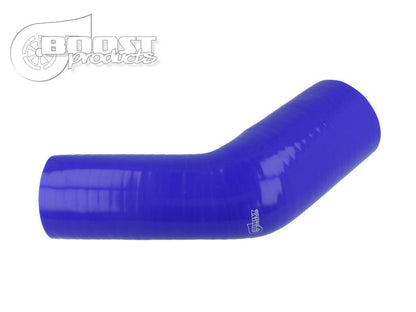 BOOST Products Silicone Reducer Elbow 45 degree, 22mm (0.875") - 16mm (0.625") ID, blue