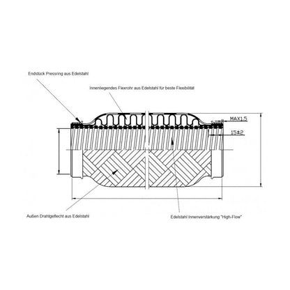 BOOST Products Turbo Exhaust Flex Pipe Coupler - 102mm (4.0") OD, 102mm (4.0") Length