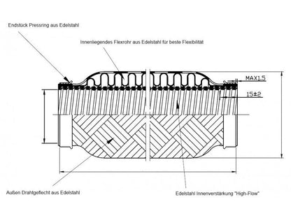 BOOST Products Turbo Exhaust Flex Pipe Coupler - 89mm (3.5") OD, 102mm (4.0") length