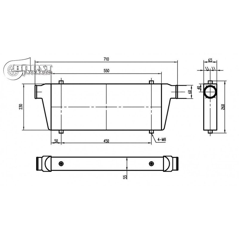 BOOST Products Competition Intercooler 22" x 9" x 3" with 2.36" I/O - 500 HP