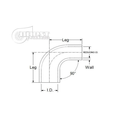 BOOST Products Silicone Reducer Elbow 90 degree, 89mm (3.5") - 80mm (3.15") ID, blue