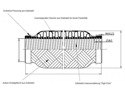BOOST Products Turbo Exhaust Flex Pipe Coupler - 63.5mm (2.5") OD, 102mm (4.0") length