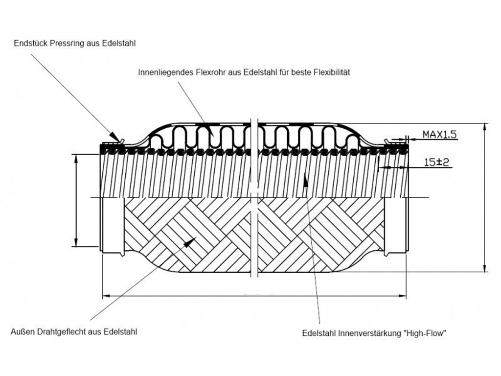 BOOST Products Turbo Exhaust Flex Pipe Coupler - 76mm (3.0") OD, 102mm (4.0") length