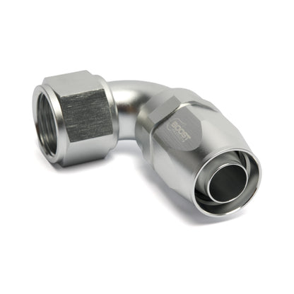 BOOST Products High Flow Swivel Hose End -12 AN - 90 degree, silver