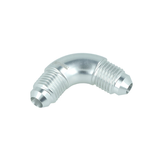 BOOST Products High Flow Adapter Union -04 AN male to -04 AN male - 90 degree, silver