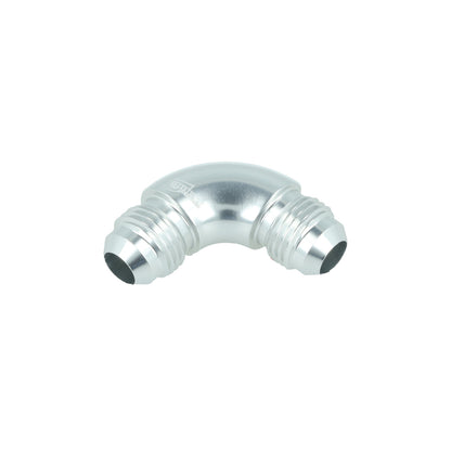 BOOST Products High Flow Adapter Union -06 AN male to -06 AN male - 90 degree, silver