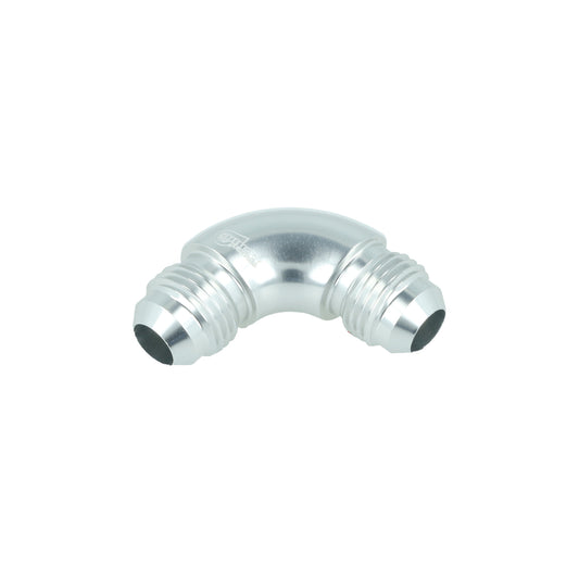 BOOST Products High Flow Adapter Union -06 AN male to -06 AN male - 90 degree, silver