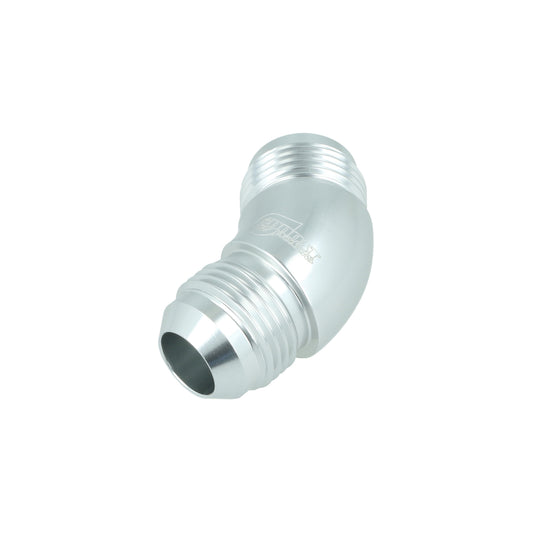 BOOST Products High Flow Adapter Union -10 AN male to -10 AN male - 45 degree, silver