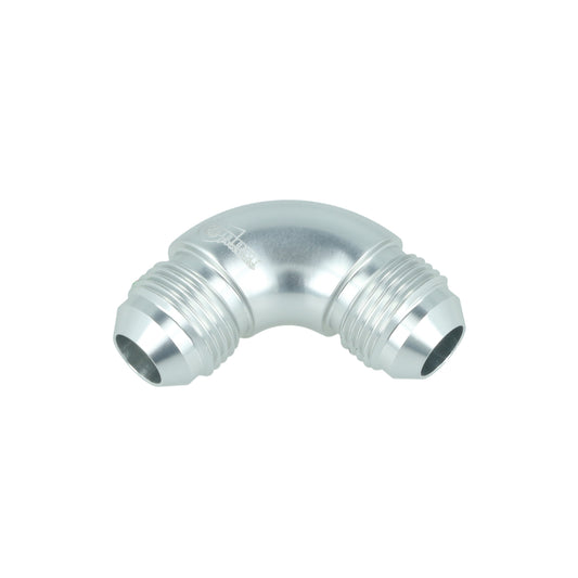 BOOST Products High Flow Adapter Union -08 AN male to -08 AN male - 90 degree, silver