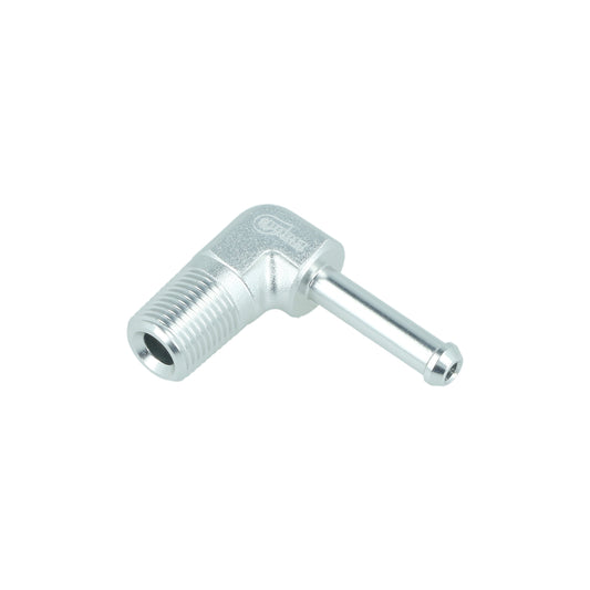 BOOST Products Screw-in Adapter 90 degree 1/8" NPT male to Hose Fitting 5mm (0.2"), silver