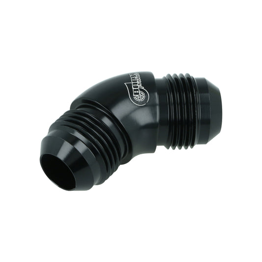 BOOST Products High Flow Adapter Union -10 AN male to -10 AN male - 45 degree, black