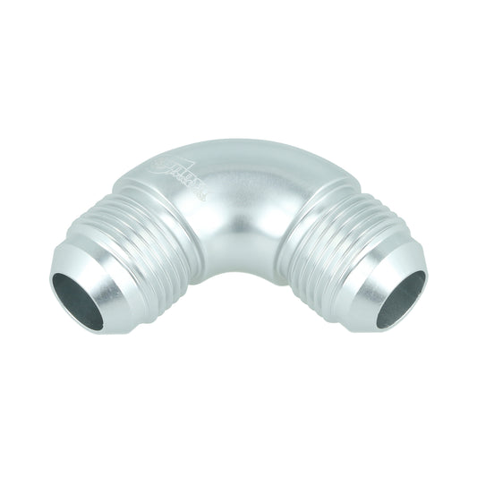 BOOST Products High Flow Adapter Union -10 AN male to -10 AN male - 90 degree, silver